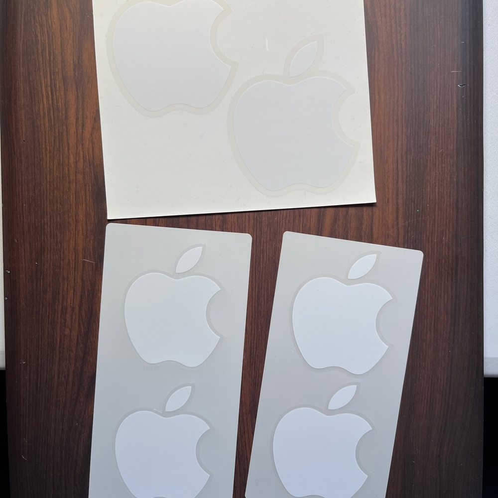 6 Authentic Mac Apple White Logo Sticker Decal iphone ipod 2 large 4 small